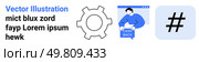Gear icon representing settings, person showing cashback, and metadata tag symbol. Ideal for website design, app development, social media marketing, e-commerce, online promotions, digital. Gear, metadata tag, and Cashback Elements for Digital Marketing and Social Media Campaigns. Стоковая иллюстрация, агентство Ingram Publishing / Фотобанк Лори