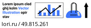 Bar graph with rising trendline, handbag, upward arrow conveying growth, progress, and market dynamics. Ideal for business analytics, financial reports, marketing strategies, growth tracking. Statistical Growth and Market Development Represented by Graph, Bag, and Upward Arrow Elements. Стоковая иллюстрация, агентство Ingram Publishing / Фотобанк Лори