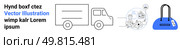 Delivery truck with shipping box, globe with plants, price tags, and blue handbag. Ideal for e-commerce, online shopping, delivery services, logistics, sustainability branding advertisements. Delivery Truck with Shipping Box and Nature Imagery with Tag Price and Blue Handbag for E-Commerce. Стоковая иллюстрация, агентство Ingram Publishing / Фотобанк Лори