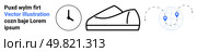 Clock with black hands, running shoe outline, geographical globe with location pins. Ideal for fitness, time management, exercise routines, global tracking, punctuality, sports branding, mobile apps. Running Shoe, Clock and Geolocation for Sports and Fitness Tracking and Time Management. Стоковая иллюстрация, агентство Ingram Publishing / Фотобанк Лори