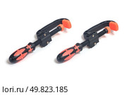 two plastic clips on white. Стоковое фото, агентство Ingram Publishing / Фотобанк Лори