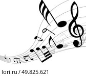 Musical notes background with lines. Vector illustration. Стоковая иллюстрация, агентство Ingram Publishing / Фотобанк Лори