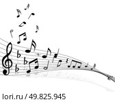 Musical note staff on the red background. Стоковая иллюстрация, агентство Ingram Publishing / Фотобанк Лори