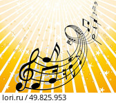 Musical note staff on the red background. Стоковая иллюстрация, агентство Ingram Publishing / Фотобанк Лори
