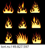 Set of different fire patterns for design use. Стоковая иллюстрация, агентство Ingram Publishing / Фотобанк Лори