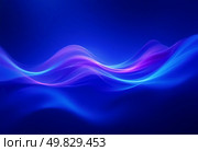 Soft, luminous waves of blue and purple intertwine, creating a captivating visual rhythm. This digital artwork captures the essence of movement and fluidity in an abstract form Generative AI. Стоковое AI-изображение, AI-художник Юлия Петровская / Фотобанк Лори
