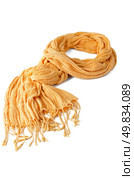 Yellow scarf isolated on white background. Стоковое фото, агентство Ingram Publishing / Фотобанк Лори