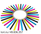 CMYK colored pencils around. 3D. Стоковое фото, агентство Ingram Publishing / Фотобанк Лори