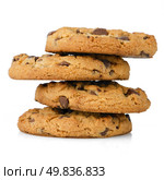 Stack of chocolate cookies isolated on white background. Стоковое фото, агентство Ingram Publishing / Фотобанк Лори