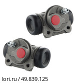 Car cylinder brake drums on white background. Стоковое фото, агентство Ingram Publishing / Фотобанк Лори