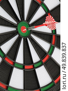 Closeup of dart board with dart. Стоковое фото, агентство Ingram Publishing / Фотобанк Лори