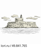 Rhodes ancient fort. EPS 10 vector sketch illustration without transparency and meshes. Стоковая иллюстрация, агентство Ingram Publishing / Фотобанк Лори