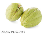 Chayote also known as chow chow and Chu Chu isolated on white. Стоковое фото, агентство Ingram Publishing / Фотобанк Лори