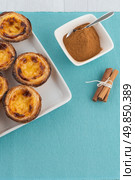 Pastel de nata, typical pastry from Lisbon - Portugal. Стоковое фото, агентство Ingram Publishing / Фотобанк Лори