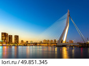 Erasmus bridge over the river Meuse in , the Netherlands. Стоковое фото, агентство Ingram Publishing / Фотобанк Лори