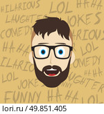 male laughing funny hilarious cartoon character vector illustration. funny laughing guy. Стоковая иллюстрация, агентство Ingram Publishing / Фотобанк Лори