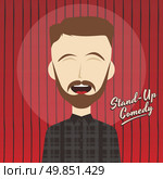 male stand up comedian cartoon character vector illustration. hilarious guy stand up comedian cartoon. Стоковая иллюстрация, агентство Ingram Publishing / Фотобанк Лори