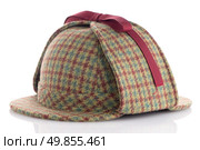 British Deerhunter or Sherlock Holmes cap on white background. Стоковое фото, агентство Ingram Publishing / Фотобанк Лори