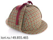 British Deerhunter or Sherlock Holmes cap on white background. Стоковое фото, агентство Ingram Publishing / Фотобанк Лори