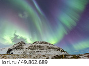 The Heart Northern Light Aurora borealis at Kirkjufell Iceland. Стоковое фото, агентство Ingram Publishing / Фотобанк Лори