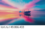 Ocean Vessel at Sunrise. Стоковое AI-видео, аниматор Данила Большаков / Фотобанк Лори