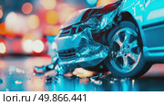 Wrecked Vehicle: A Collision of Metal and Light. Стоковое AI-видео, аниматор Данила Большаков / Фотобанк Лори