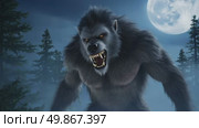 Fierce Werewolf Howling at Moon. Стоковое AI-видео, аниматор Данила Большаков / Фотобанк Лори