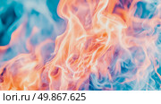Abstract: Ethereal intertwining of orange and blue wisps, suggesting smoke or flowing energy. Стоковое AI-изображение, AI-художник Данила Большаков / Фотобанк Лори
