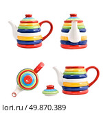 funny color teapot isolated on white. Стоковое фото, агентство Ingram Publishing / Фотобанк Лори