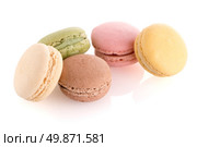 Colorful French Macarons on the white background. Стоковое фото, агентство Ingram Publishing / Фотобанк Лори