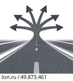 Road to opportunity and career choices  as a business or education symbol of choosing the best path and options for life success in the future as multiple streets and highways in three dimensional shape on white. Стоковое фото, агентство Ingram Publishing / Фотобанк Лори