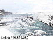 Gulfoss Golden Falls waterfall Iceland in winter. Стоковое фото, агентство Ingram Publishing / Фотобанк Лори