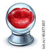 Love astrology concept with red woman lips in a crystal ball as a symbol of dating horoscope and predicting romantic future relationships using signs from the zodiac to forecast partner compatibility. Стоковое фото, агентство Ingram Publishing / Фотобанк Лори