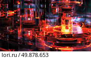 Detailed view of a machine covered with multiple bright lights, showcasing intricate technical details and a futuristic design. Стоковое AI-изображение, AI-художник Данила Большаков / Фотобанк Лори