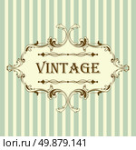 Vintage Frame With Retro Ornament Elements in Antique Rococo Style. Elegant  Decorative Design. Vector Illustration. Стоковая иллюстрация, агентство Ingram Publishing / Фотобанк Лори