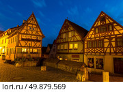 Beautiful view of the historic town of Rothenburg ob der Tauber, Franconia, Bavaria, Germany at dusk. Стоковое фото, агентство Ingram Publishing / Фотобанк Лори