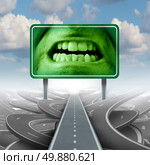 Road rage concept with a group of streets or highways and a traffic sign with an human expression of extreme anger as a symbol of emotional driving stress disorder as a mental health issue. Стоковое фото, агентство Ingram Publishing / Фотобанк Лори