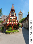 Beautiful view of the historic town of Rothenburg ob der Tauber, Franconia, Bavaria, Germany. Стоковое фото, агентство Ingram Publishing / Фотобанк Лори