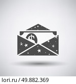 Birthday gift envelop icon with money   on gray background with round shadow. Vector illustration. Стоковая иллюстрация, агентство Ingram Publishing / Фотобанк Лори