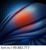 Human Muscle Injury medical health care concept as a blue shoulder anatomy with red inflamation pain as a symbol of body aches or soreness cramp. Стоковое фото, агентство Ingram Publishing / Фотобанк Лори