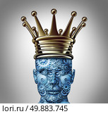 Innovation leadership and technology leader concept as a group of gears and cogs shaped as a human head as a symbol of industry visionary success wearing a king crown. Стоковое фото, агентство Ingram Publishing / Фотобанк Лори