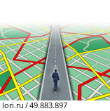 Alternate route and leadership solutions with a businessman walking through a complicated road map as a business focus concept of innovative thinking for financial success. Стоковое фото, агентство Ingram Publishing / Фотобанк Лори