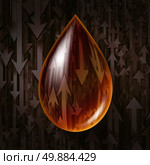 Oil industry volatility business symbol as prices drop or rise concept as a drop of fuel gas or crude petroleum with arrows for declining or rising fluctuations in the price of a barrel. Стоковое фото, агентство Ingram Publishing / Фотобанк Лори