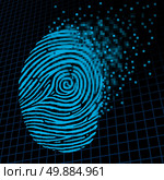Personal information encryption and private data protection as a digital fingerprint being pixelated into encrypted pixels as a security technology symbol and password protection icon and online customer info. Стоковое фото, агентство Ingram Publishing / Фотобанк Лори