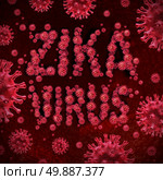 Zika virus concept as a conceptual group of viral cells forming text that represents the infection of the disease that may cause health problems related to pregnancy as a medical concept for public health risks and infection. Стоковое фото, агентство Ingram Publishing / Фотобанк Лори