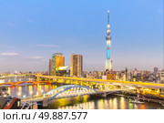 Tokyo skytree illumination at dusk Japan. Стоковое фото, агентство Ingram Publishing / Фотобанк Лори