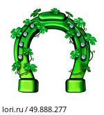 Green horseshoe as a lucky fortune symbol for saint patricks day or luck of the Irish icon wrapped with shamrock four leaf clover leaves. Стоковое фото, агентство Ingram Publishing / Фотобанк Лори
