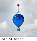 Extra help business concept or a metaphor for over and above symbol as a hot air balloon being reinforced by an additional small red balloon as an advantage to augment or extend the rise. Стоковое фото, агентство Ingram Publishing / Фотобанк Лори