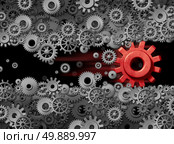 Business energy power of innovation technology displacing old industry as a business game changer as a 3D illustration red gear destroying and disrupting displacing established industry. Стоковое фото, агентство Ingram Publishing / Фотобанк Лори
