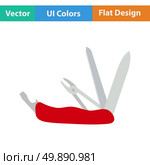 Flat design icon of folding penknife in ui colors. Vector illustration. Стоковая иллюстрация, агентство Ingram Publishing / Фотобанк Лори